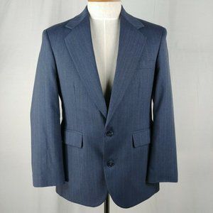 Executive Collection Blue Wool Suit Jacket Coat Blazer Mens Size 40 2 Button
